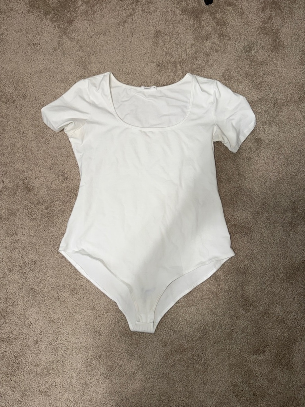 White Scoop Neck Short Sleeve Bodysuit
